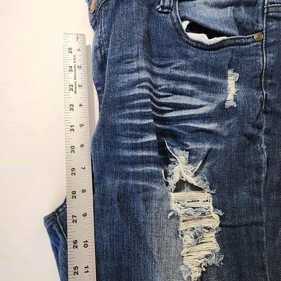 Machine Pour Neuf Mode Jeans Blue Wash Distressed Womens Sz 36 - Picture 14 of 16